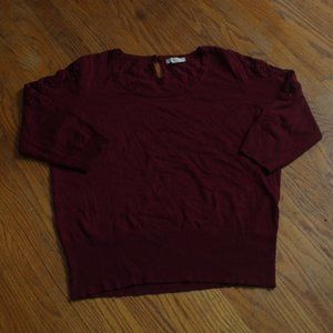 Dressbarn Petite Lace Embroidered Sleeve Sweater